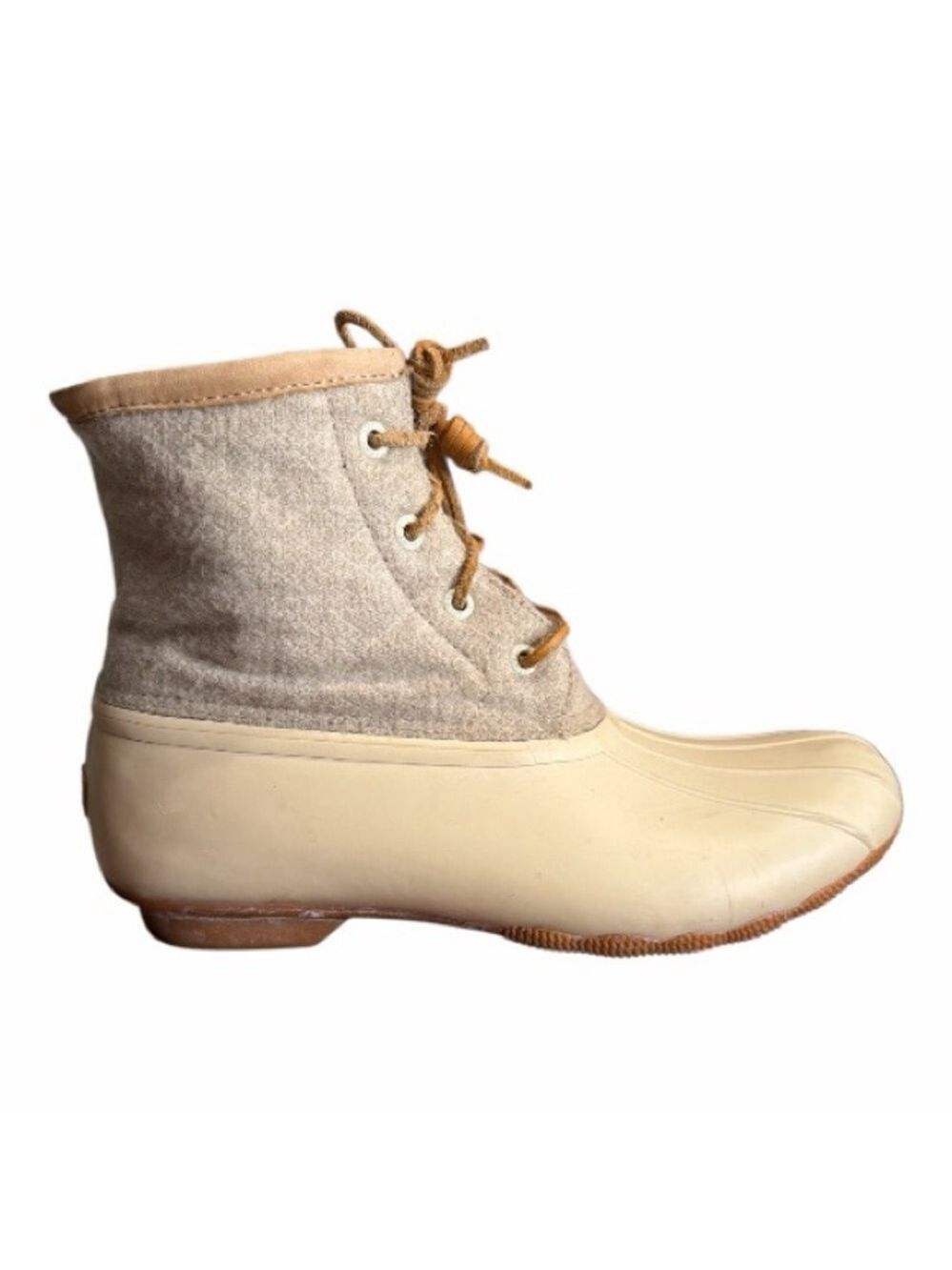 Sperry Saltwater Emboss Wool Cream Duck Boots size 10
